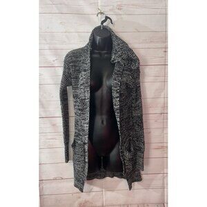 Poof New York Women's Black Open Cardigan Long Sleeve Hooded Pockets Size Small